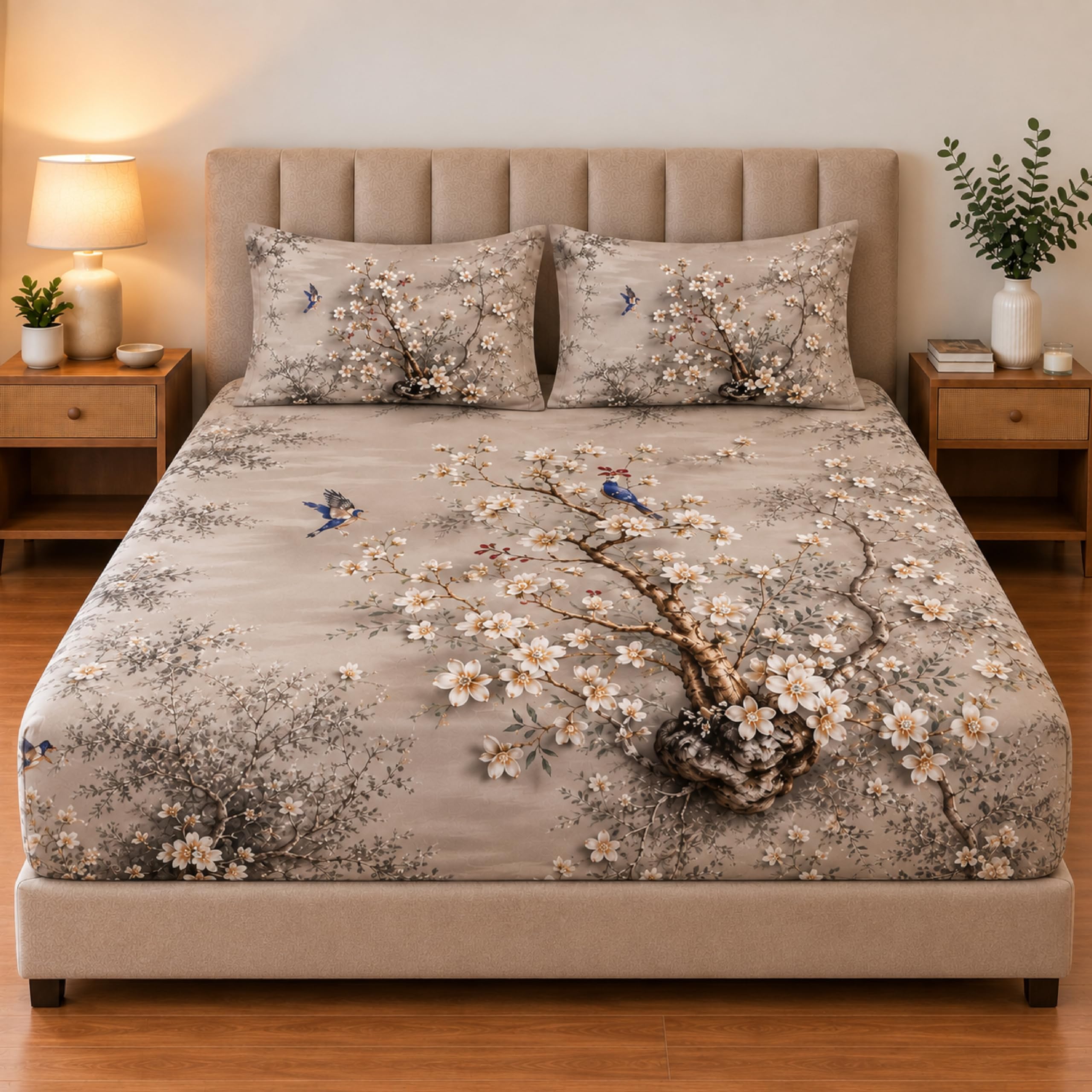 Signature Microfiber Queen Bedsheet Set - Ivory Geometric -6