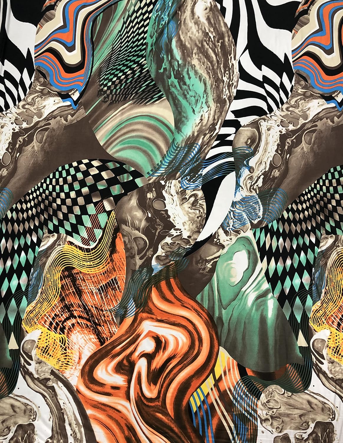 Big Abstract Print Design on Polyester Spandex Fabric by The Yard