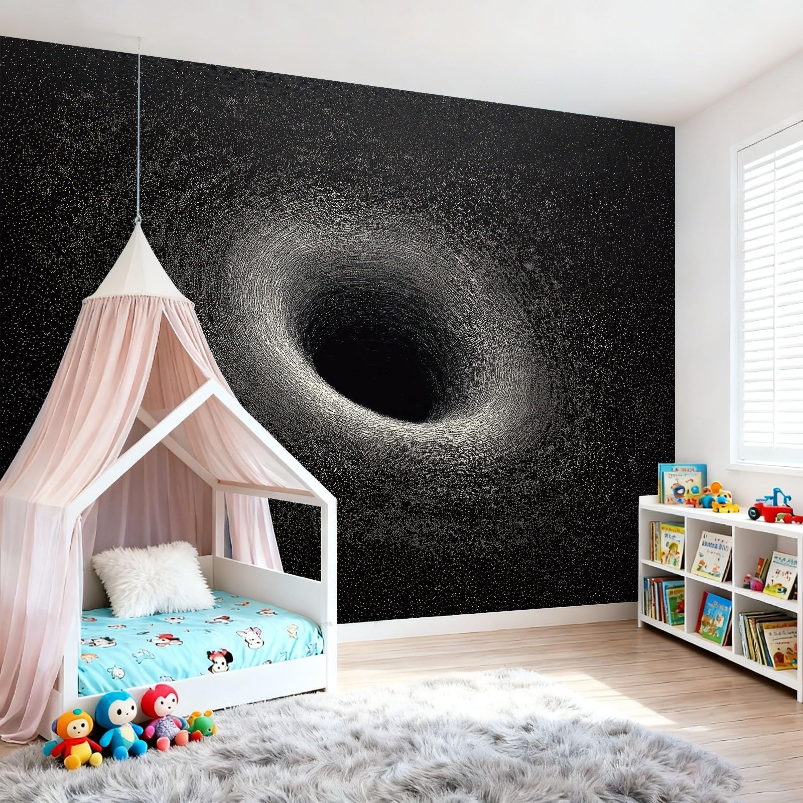 Tapeta Minimalistyczna czarna gwiaździste niebo 200 x 140 cm, plakat na ścianę fototapeta dekoracja ścienna salon sypialnia pokój dziecięcy, czarna