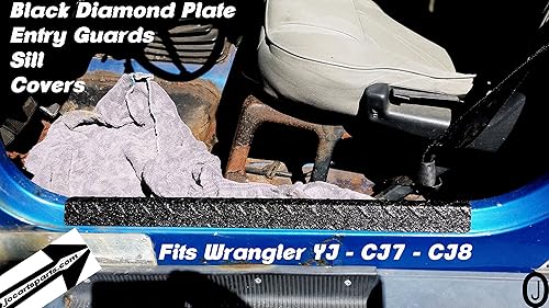 Miniatura 5 de Se adapta a Jeeep Wrangler YJ-CJ7-CJ8 Black Diamond Plate Large alféizar guardias de entrada 1976-95