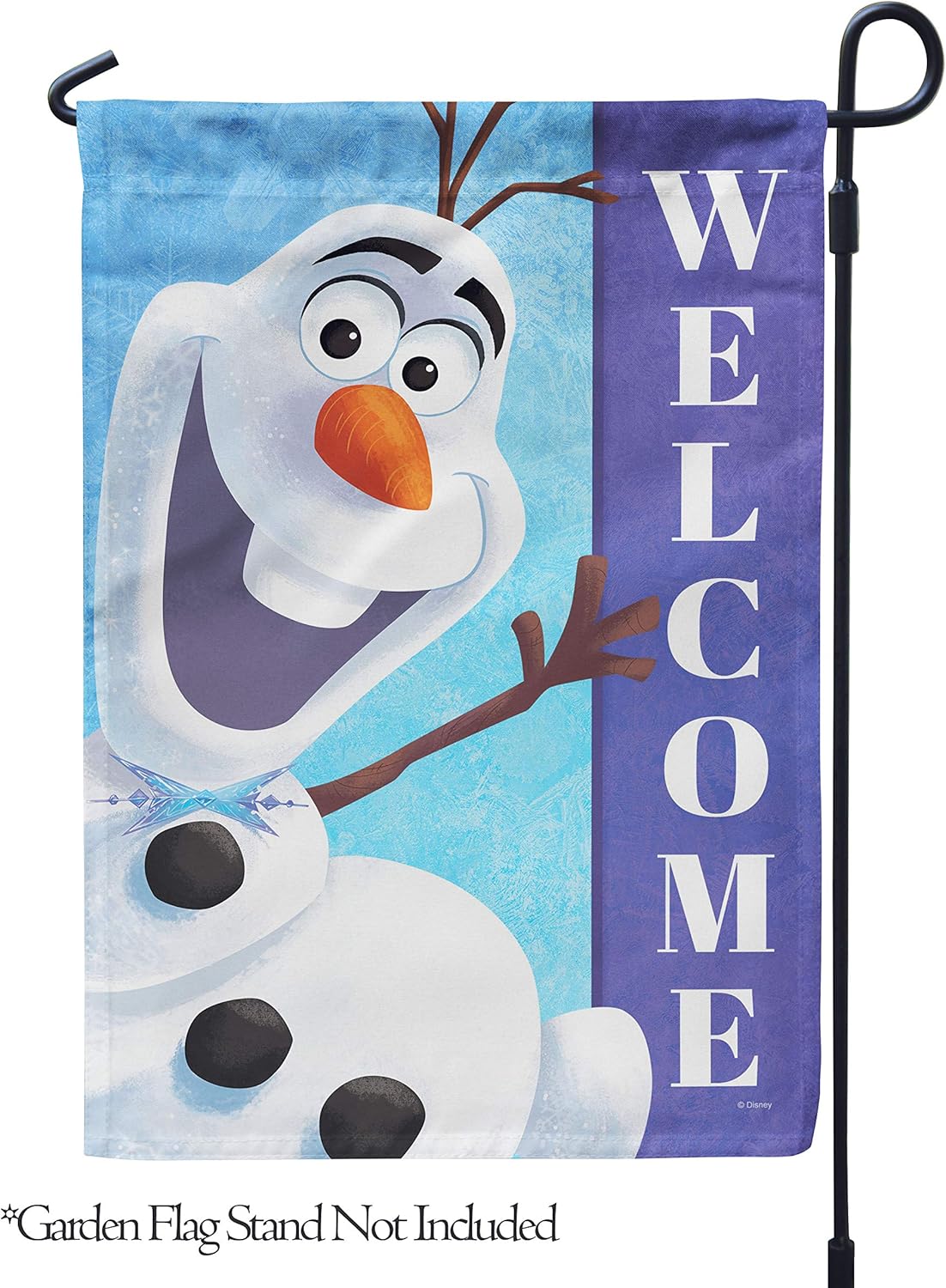 Flagology, Disney Olaf Welcome – Garden Flag 12" x 18", Exclusive Fabric, Officially Licensed Disney, Winter, Frozen