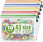 5 Sacs de poche à fermeture à glissière Mesh 10x14 de pouce - Pouches à fermeture éclair en plastique pour l'organisation - Sacs de documents avec fermeture éclair - Taille de la lettre Pochette zippée - Trousses de documents Sacs zippés clairs - Sacs de rangement Mesh