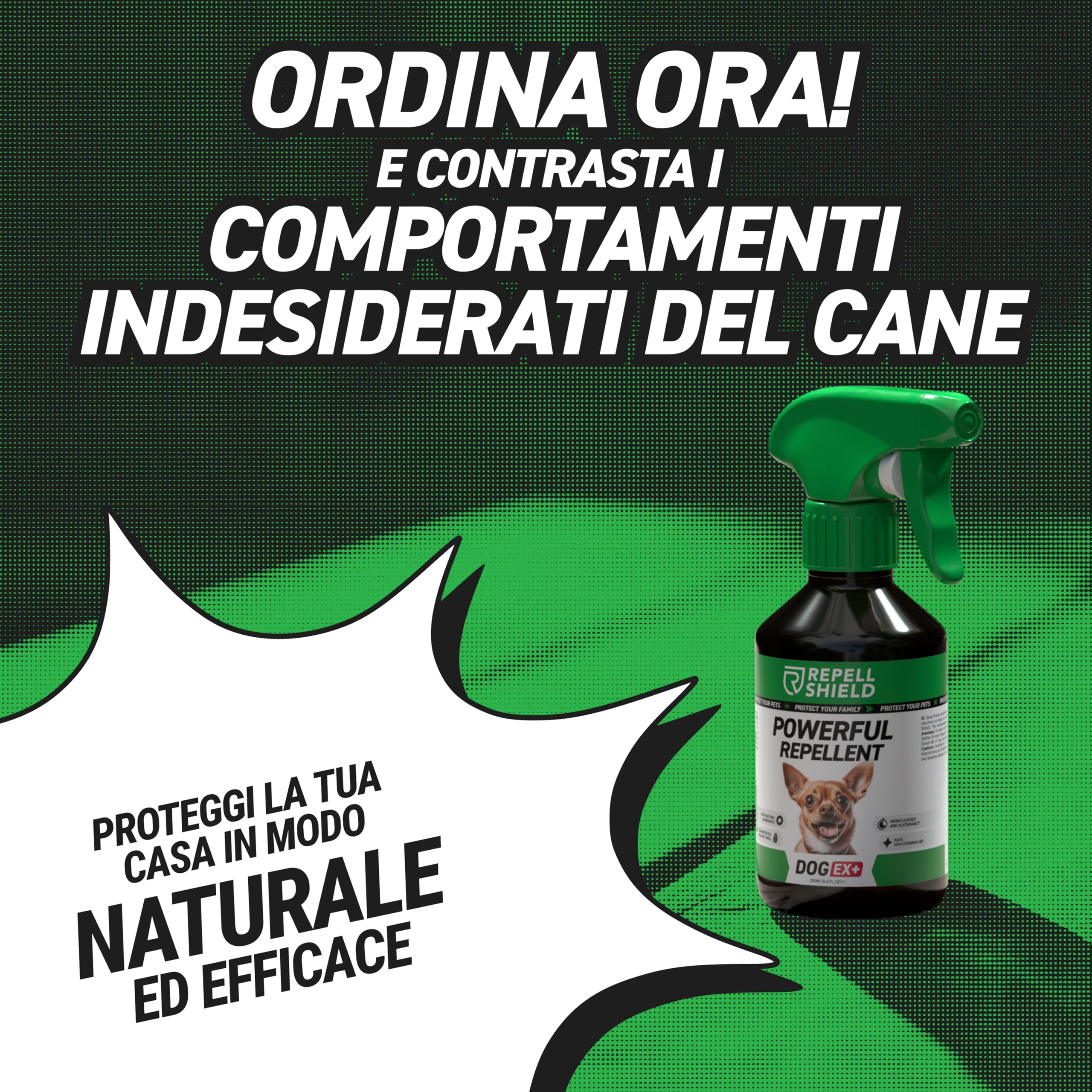 RepellShield Spray Disabituante per Cani - 250ml - Anti Pipì & Morsi, Protegge Mobili & Giardino - Non Macchia - Spray Amaro per Addestramento Cani e Gatti Sicuro & Efficace