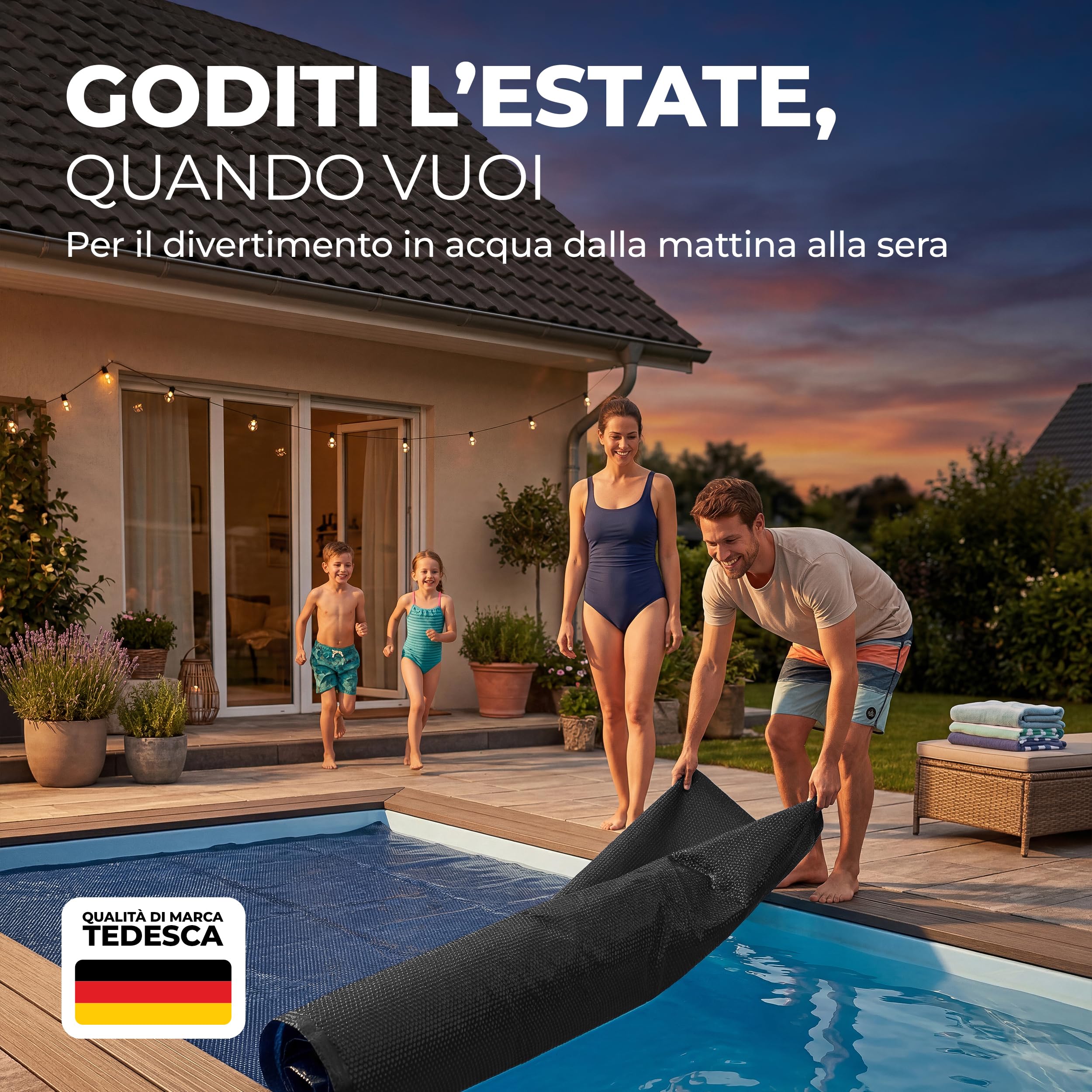 Miganeo Premium Telo Solare per Piscina 549x274 cm Rettangolare | Nero/Blu | Tagliabile | Telo Termico | Riscaldamento piscina
