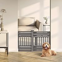 IRIS USA Expandable Pet Gate 24-39" Adjustable Dog Gate for Puppies, Small Dogs, Cats - 25" Tall Pressure Mount Gray