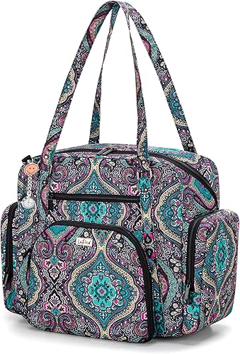 LoDrid Bolsa de mano para enfermera con parte inferior acolchada para la salud en el hogar, bolsa de trabajo de enfermera con cierre superior, capa