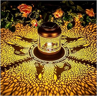 Wolf Solar Lanterns Outdoor Waterproof Hanging Solar Lights Wolf Gifts for Women Men Mom Metal Decorative LED Outdoor Lanterns for Patio, Lawn, Landscape, Garden Decor, Yard Decorations