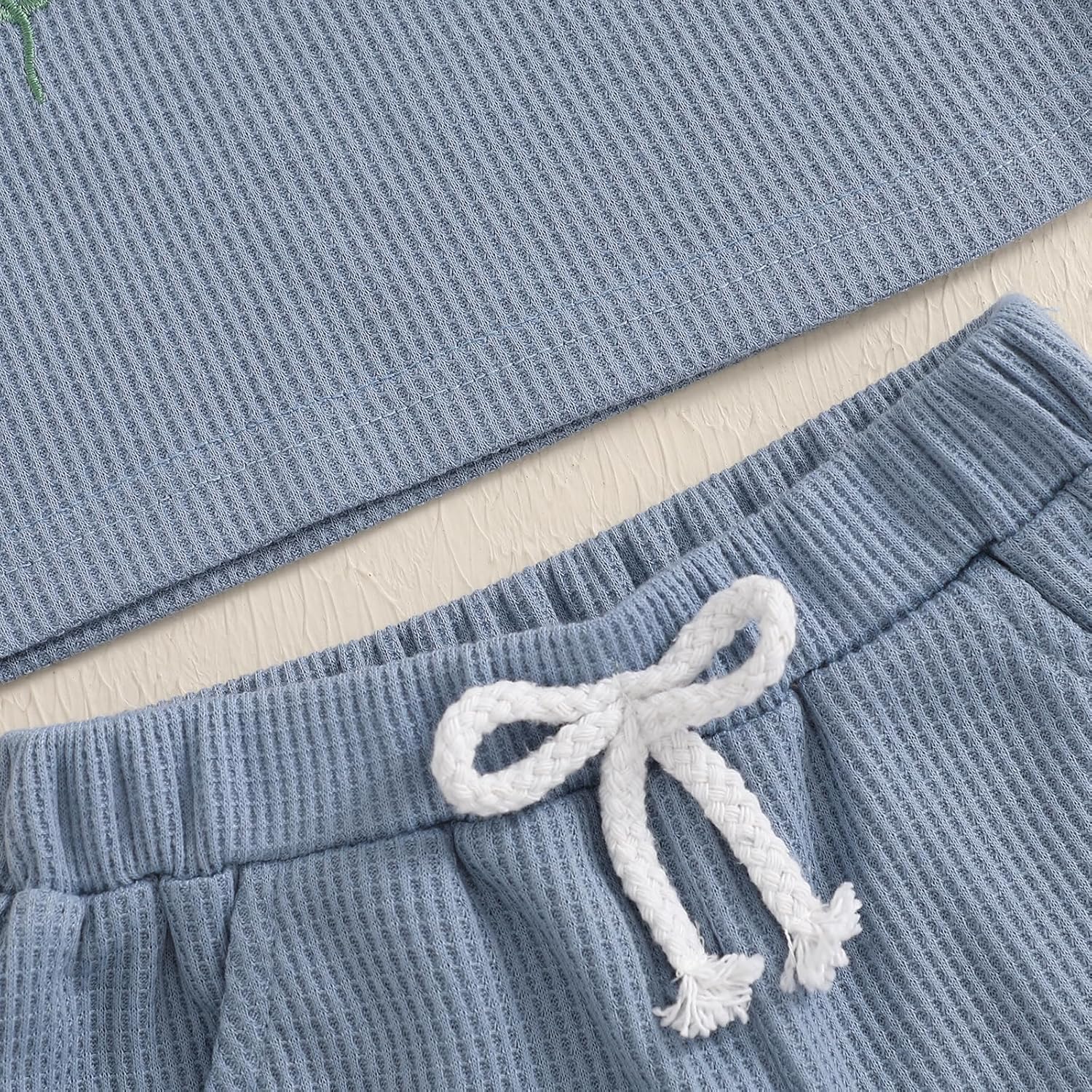 Giraropa Baby Girl Clothes Waffled Flower Outfits Short Sleeve Round Neck Tops Rib Knit Shorts Toddler Girl Summer Clothes - Image 7