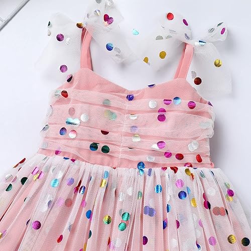 Miniatura 5 de IMEKIS Vestido de bebé recién nacido con cubierta de pañal encaje con volantes tutú pastel sesión de fotos