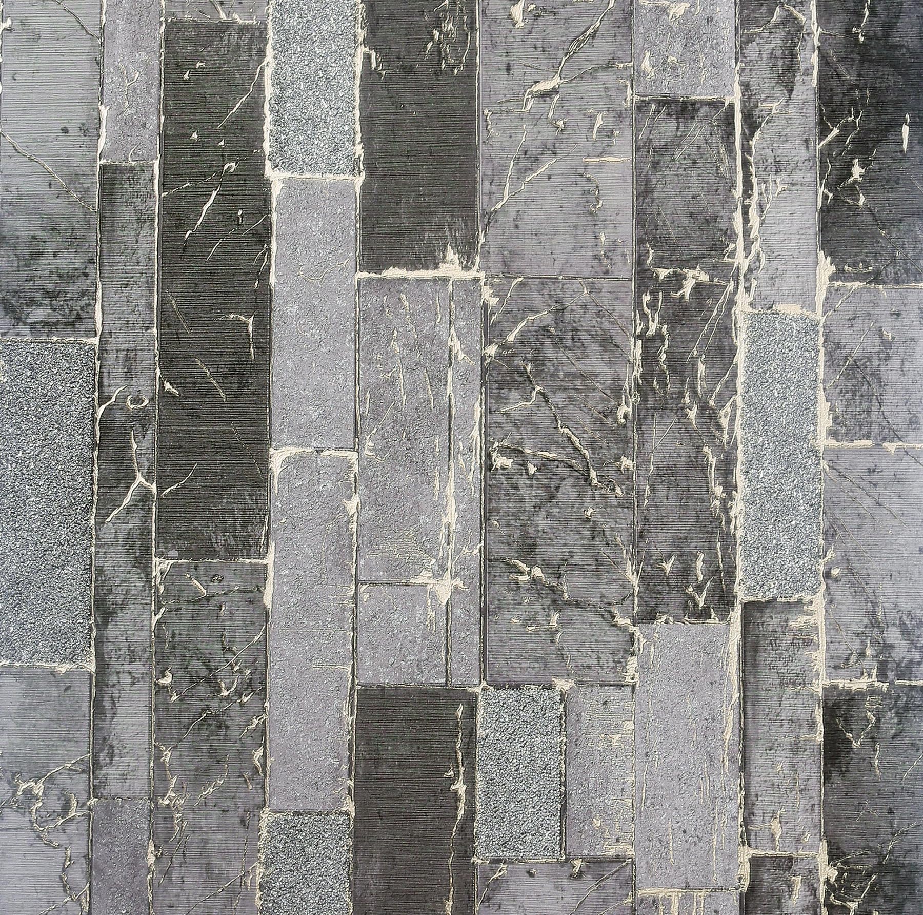 Arthouse Slate Stone Effect Black & Gold Wallpaper, Ultra Modern Heavyweight Vinyl, Very Hard Wearing, Metallic Highlights