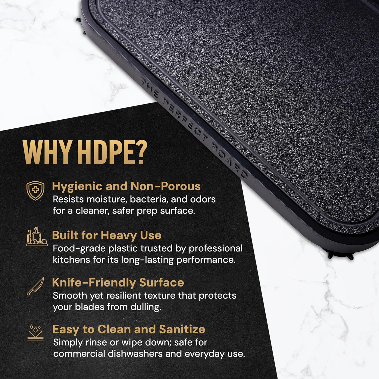 HDPE Non-Slip Cutting Board with Removable Suction-Cup Frame, Reversible Juice Groove, Easy to Clean, 17x12x0.85