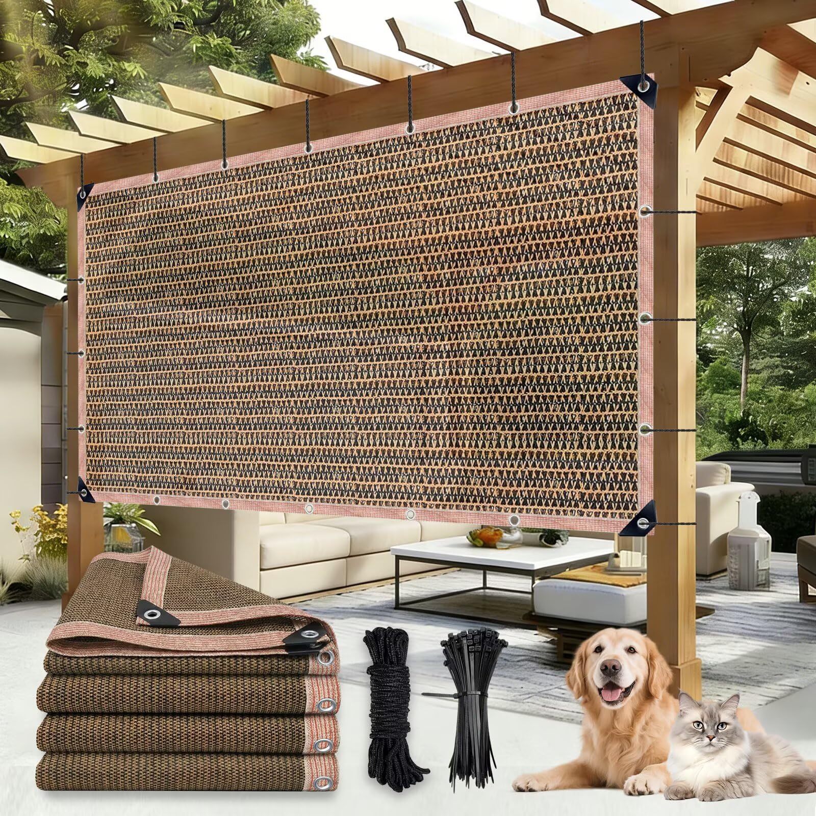 Toile d'ombrage 90% avec œillets brise-vue jardin et tissu protection UV terrasse