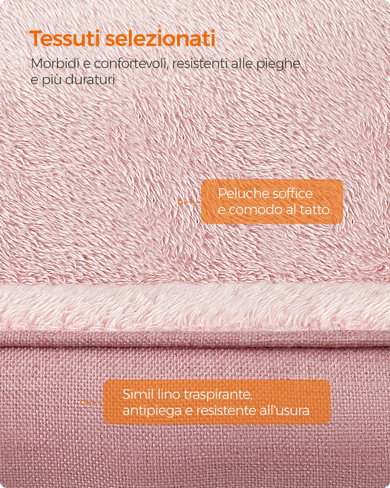 Feandrea Cuccia per Cani, Lettino per Animali in Simil Lino, Bordi Rialzati, Fondo Antiscivolo, Copertura Sfoderabile per Lavaggio, M per Cane Piccolo, 70 x 55 x 21 cm, Rosa Gelatina PGW010R01