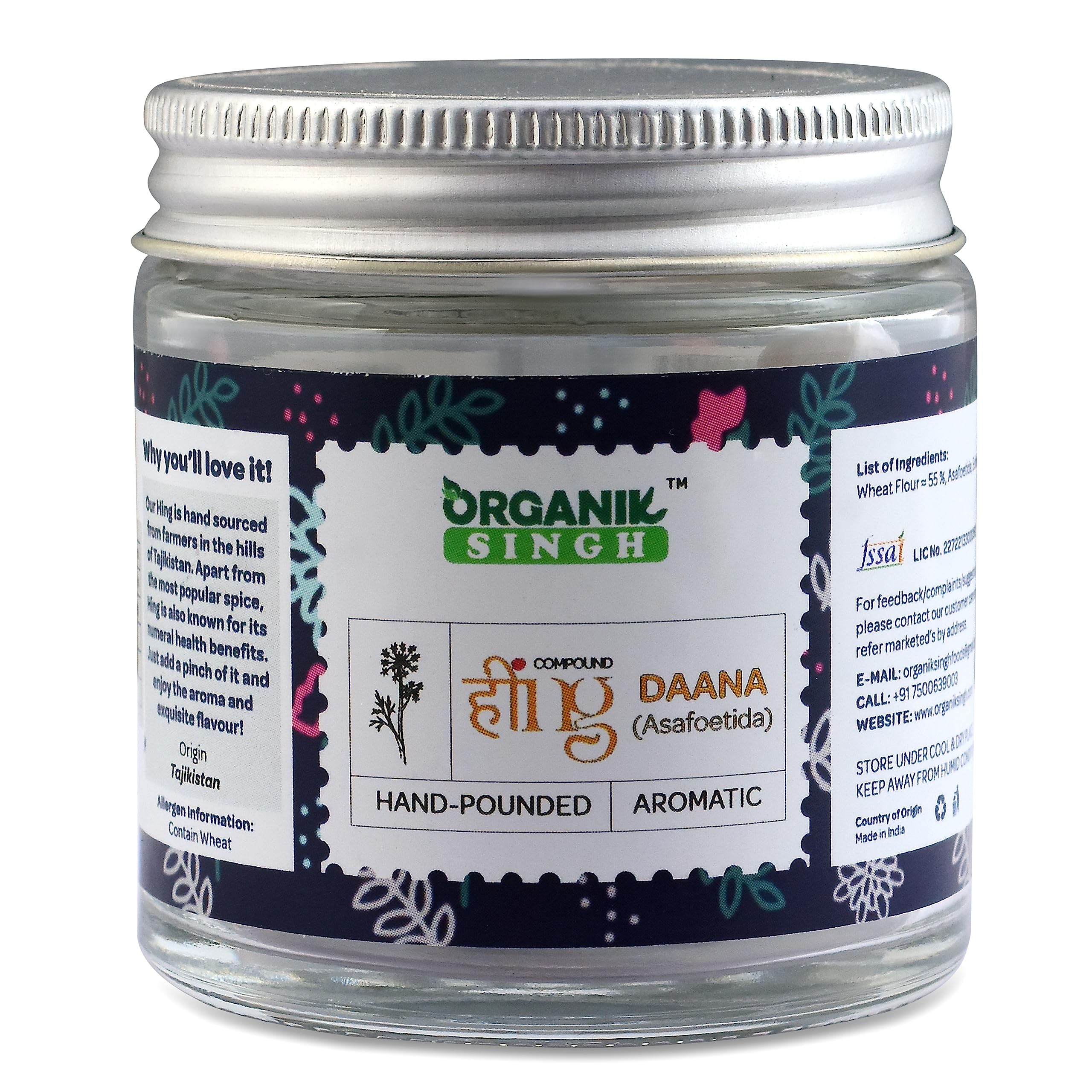 Organik Singh Strong Hing (Asafoetida) | Hand-pounded | Aromatic | No Additives | Chemical-free | Pure Hing for cooking | Extra Strong | Lab Tested | 10 gm | Glass Jar