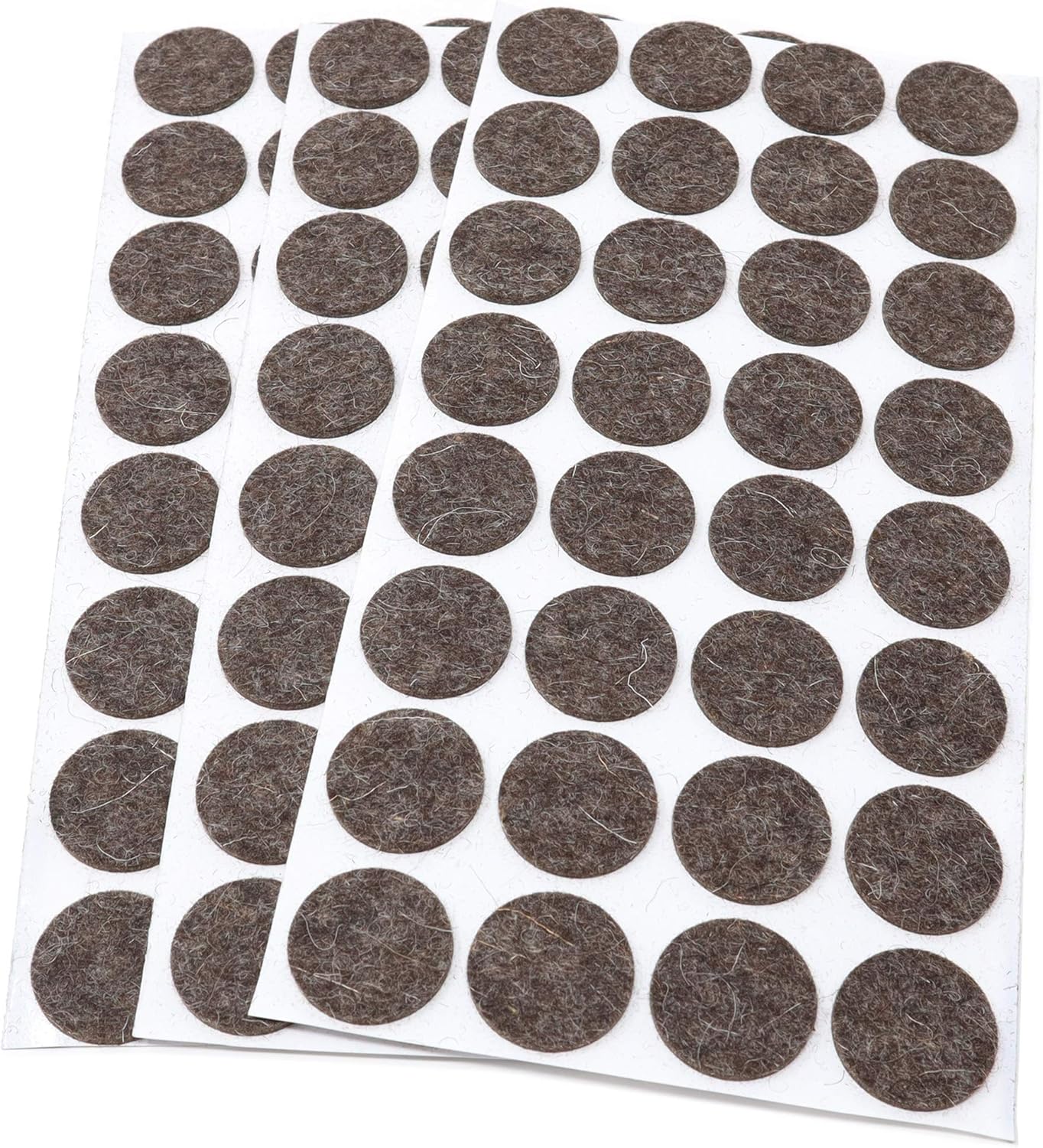 Adsamm® / 96 x self-Adhesive Wool Felt Pads/Brown/Ø 26 mm/Round / 3 mm Thick Extra Soft Natural Stick-on Felt Furniture Glides/Furniture Protective Pads