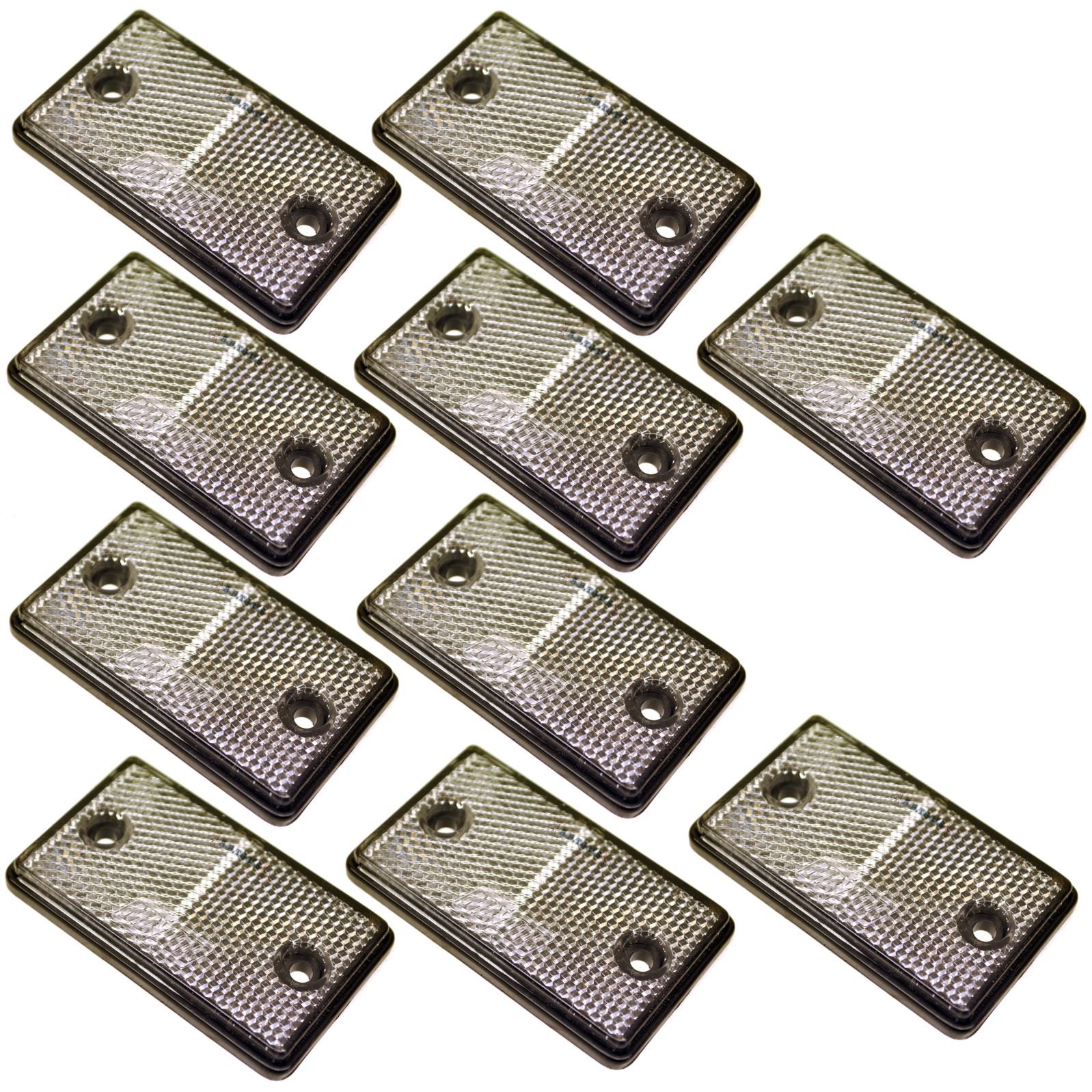 AB Tools Clear Rectangular Front Reflector White Pack of 10 Trailer Fence Gate Post TR071