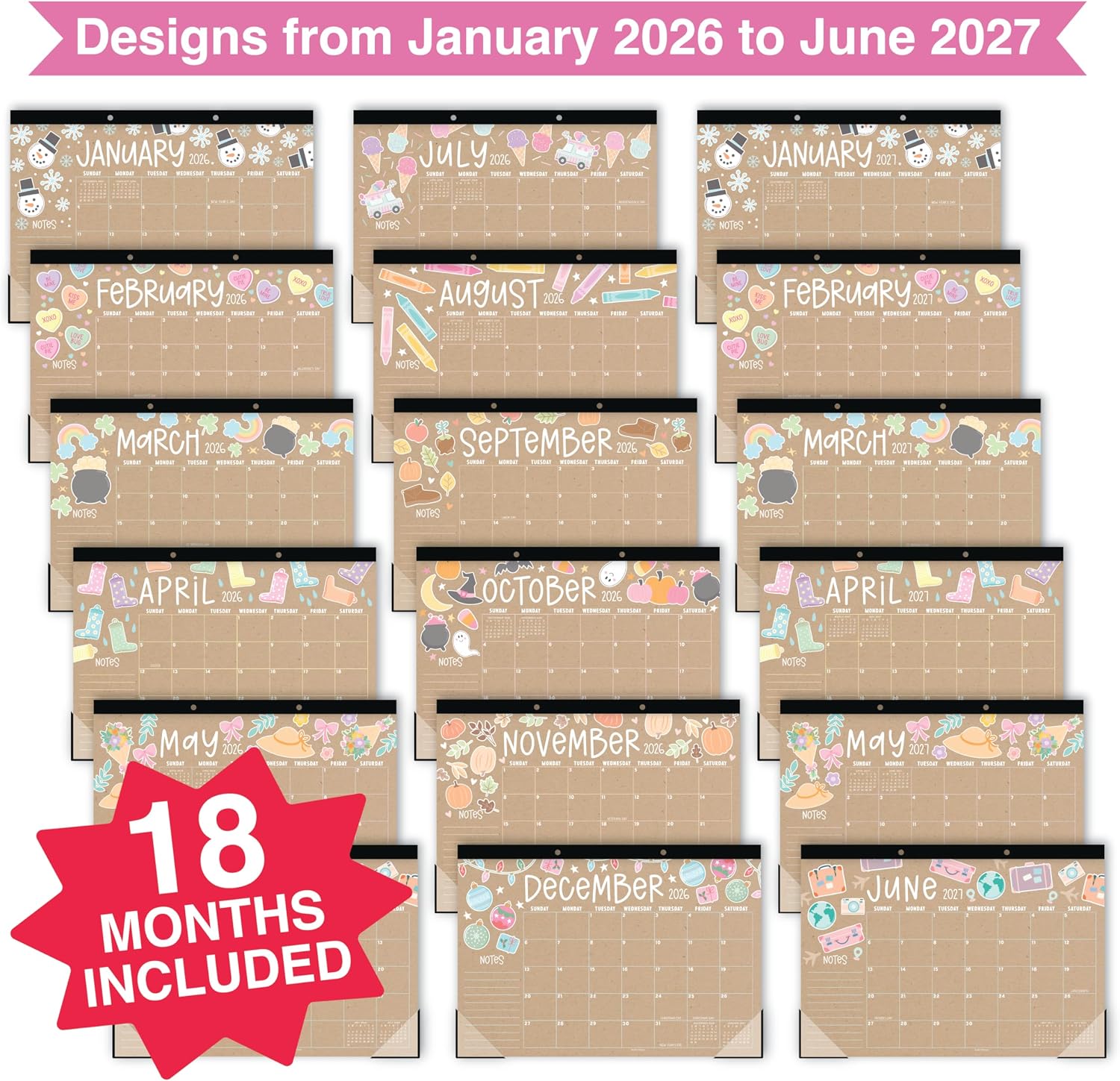 Calendario de Escritorio Grande para Maestros 2026-2027 18 Meses 4