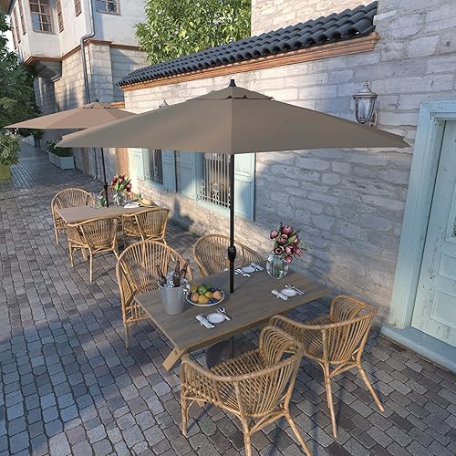 Vista 41 de Sombrilla California Umbrella de 9 pies, de olefina, con inclinación automática y mástil de aluminio bañado en bronce, Rojo, Rojo