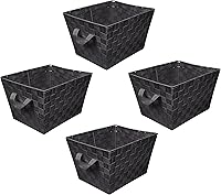 Vista 13 de Simplify Bolso grande con correa tejida Cesta de almacenamiento decorativa 2 asas Organización Armario Dormitorio Baño Guardería