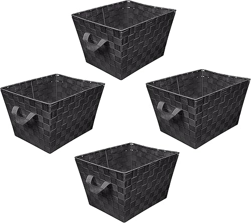 Miniatura 13 de Simplify Bolso grande con correa tejida Cesta de almacenamiento decorativa 2 asas Organización Armario Dormitorio Baño Guardería