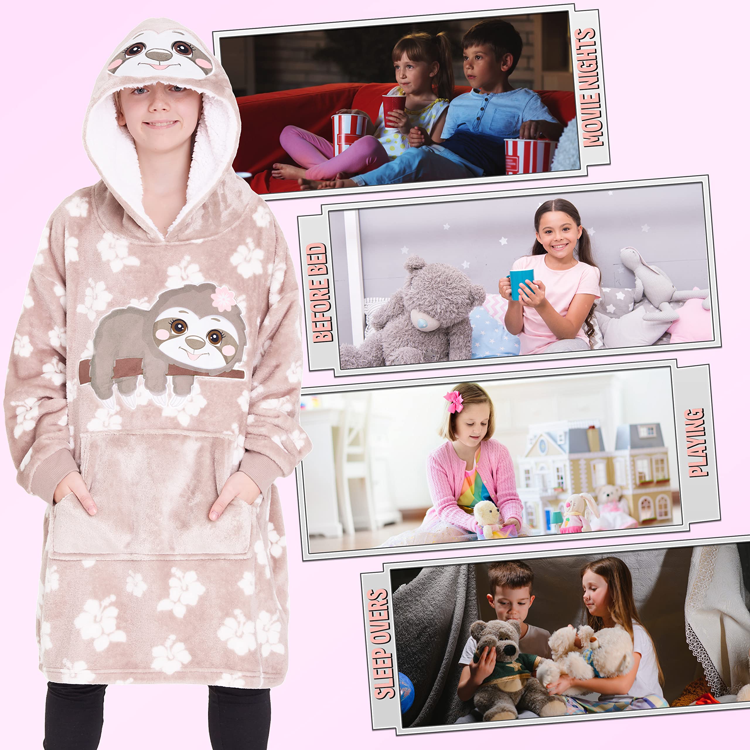 CityComfort Felpa Coperta Oversize con Cappuccio Bambina Ragazza