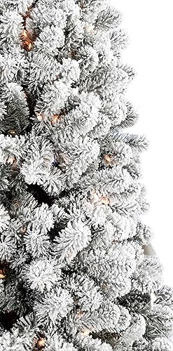 Miniatura 30 de Fraser Hill Farm Árbol de Navidad artificial flocado de pino de Alaska de 7.5 pies con luces inteligentes incandescentes blancas y soporte, árbol