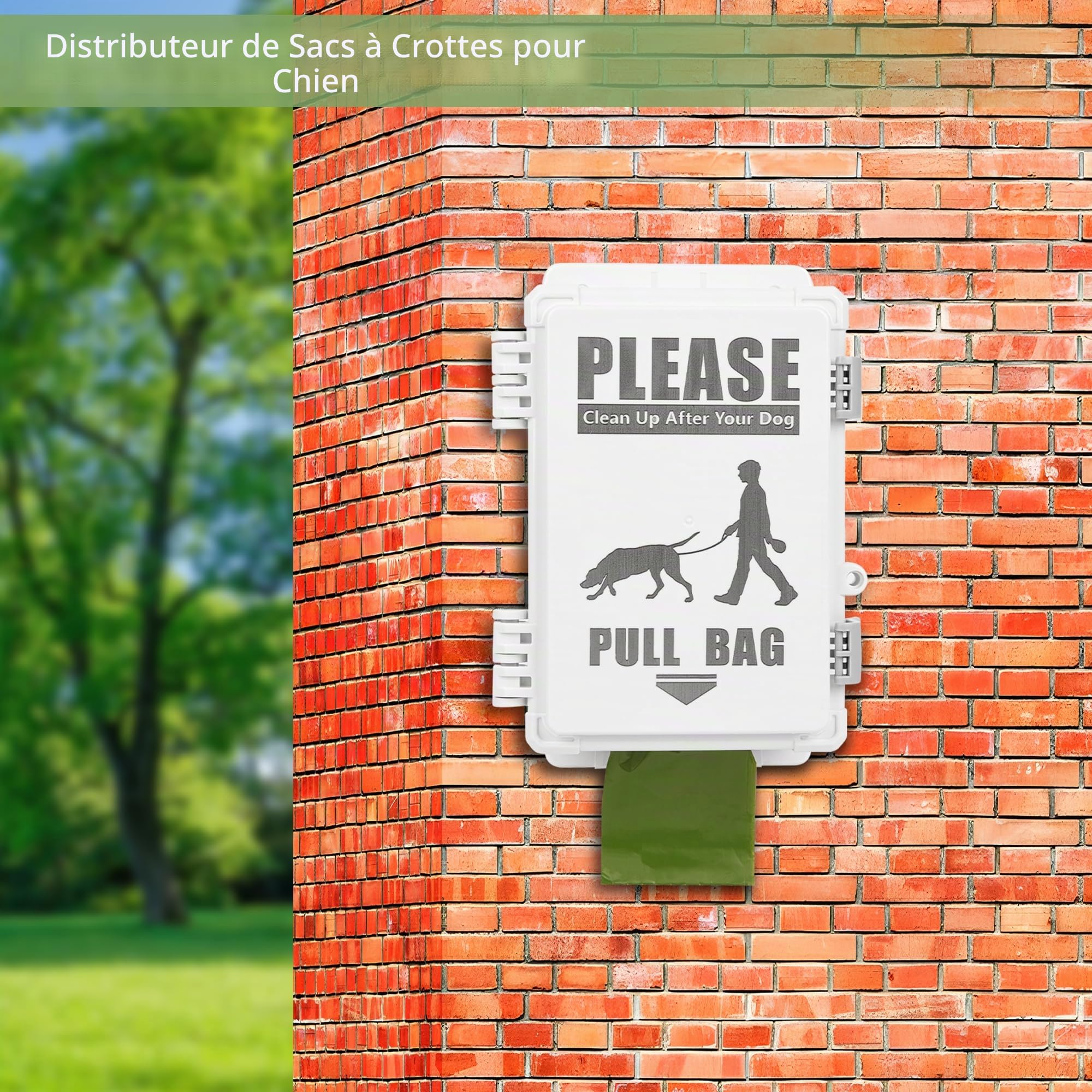 Distributeur de sacs à déjections canines étanche pouvant contenir jusqu'à 8 rouleaux de sacs à déjections canines, mur extérieur, piquet, poteau, clôture, convient à la maison, au porche, à la