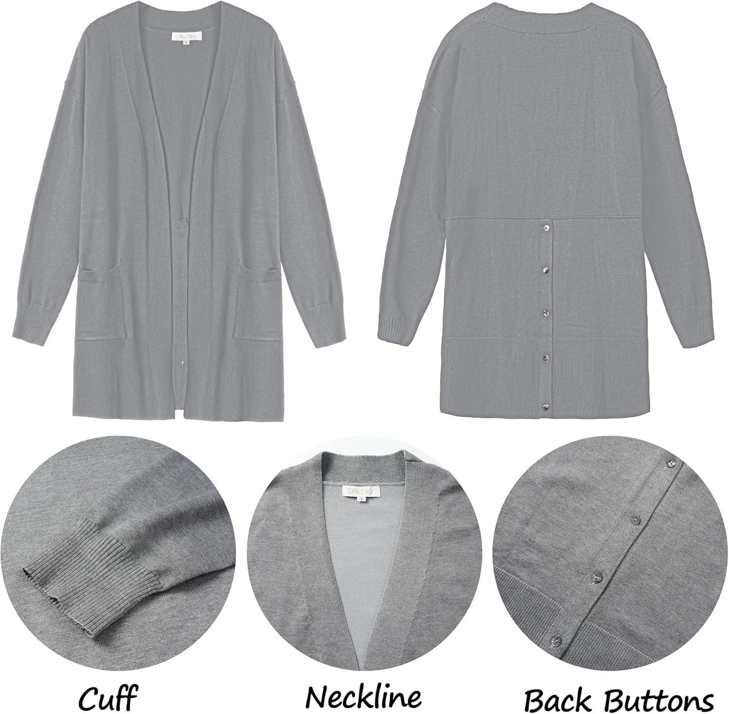 Women's Open Front Cardigan with Pockets Long Sleeve Solid Color Lightweight Knit Sweater - Image 5