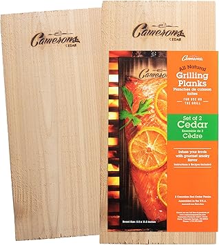 Camerons Cedar Grilling Planks - 2 Pack 5.5"x11.5" - Premium Natural Cedar Wood - Easily Infuse Smoky Flavor into BBQ Salmon, Fish, Meat, Veggies, and More - Sourced in the USA - Grilling Gift Idea