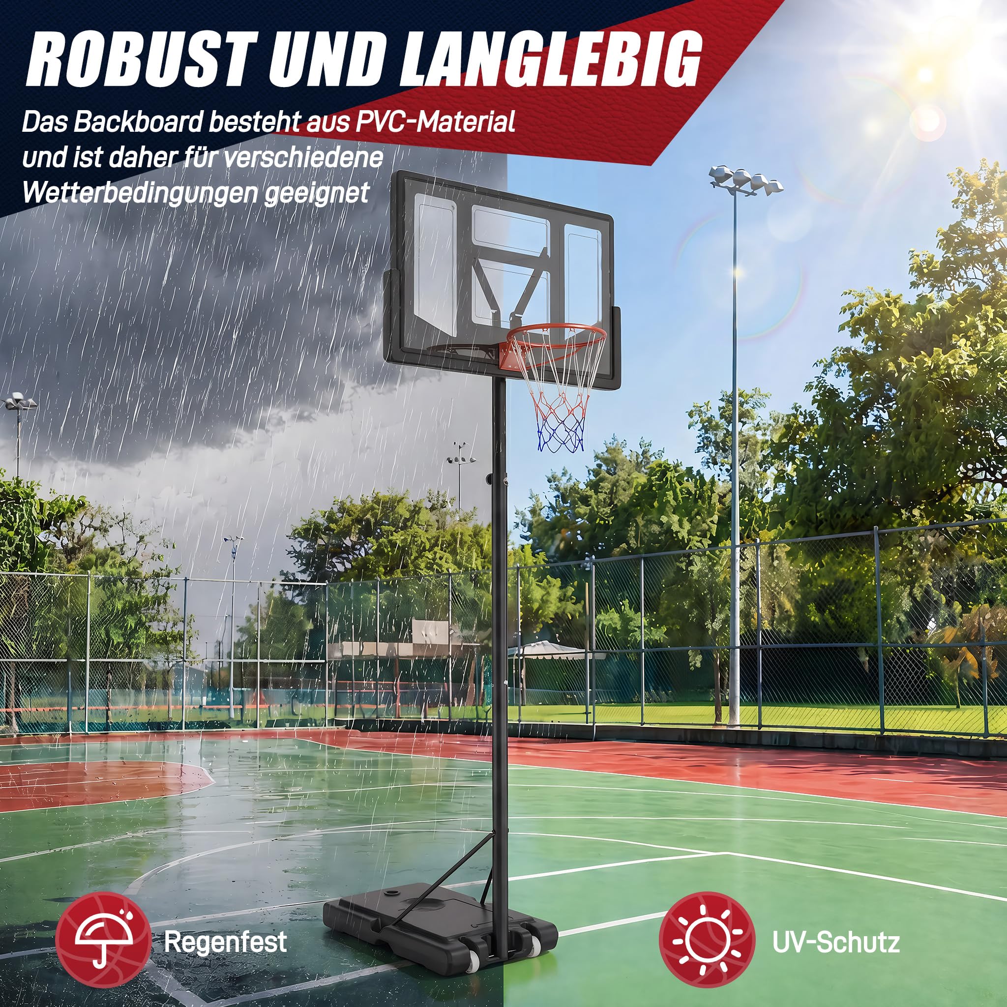 Froadp Canasta de baloncesto ajustable en altura para interior y exterior, soporte de baloncesto con soporte, juego completo, incluye pelota de baloncesto, bomba, equipo de baloncesto portátil para