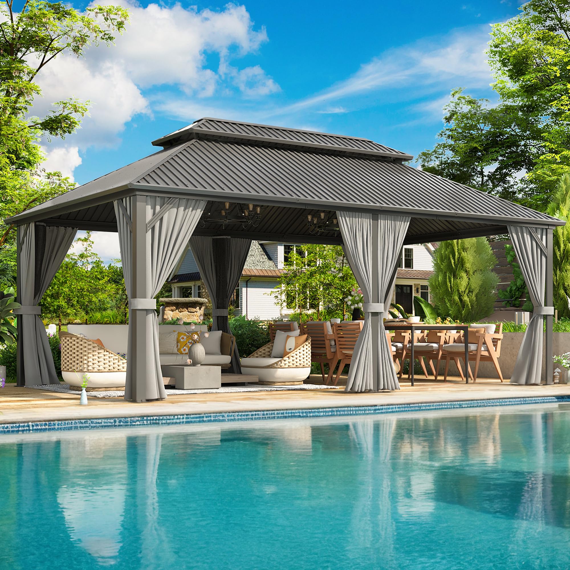 Amazon.com : VIWAT 12x20 FT Hardtop Gazebo with Aluminum Frame