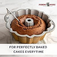 Vista 5 de Nordic Ware Angel Food - Molde para tartas, capacidad de 18 tazas, termómetro reutilizable para tartas, color plateado