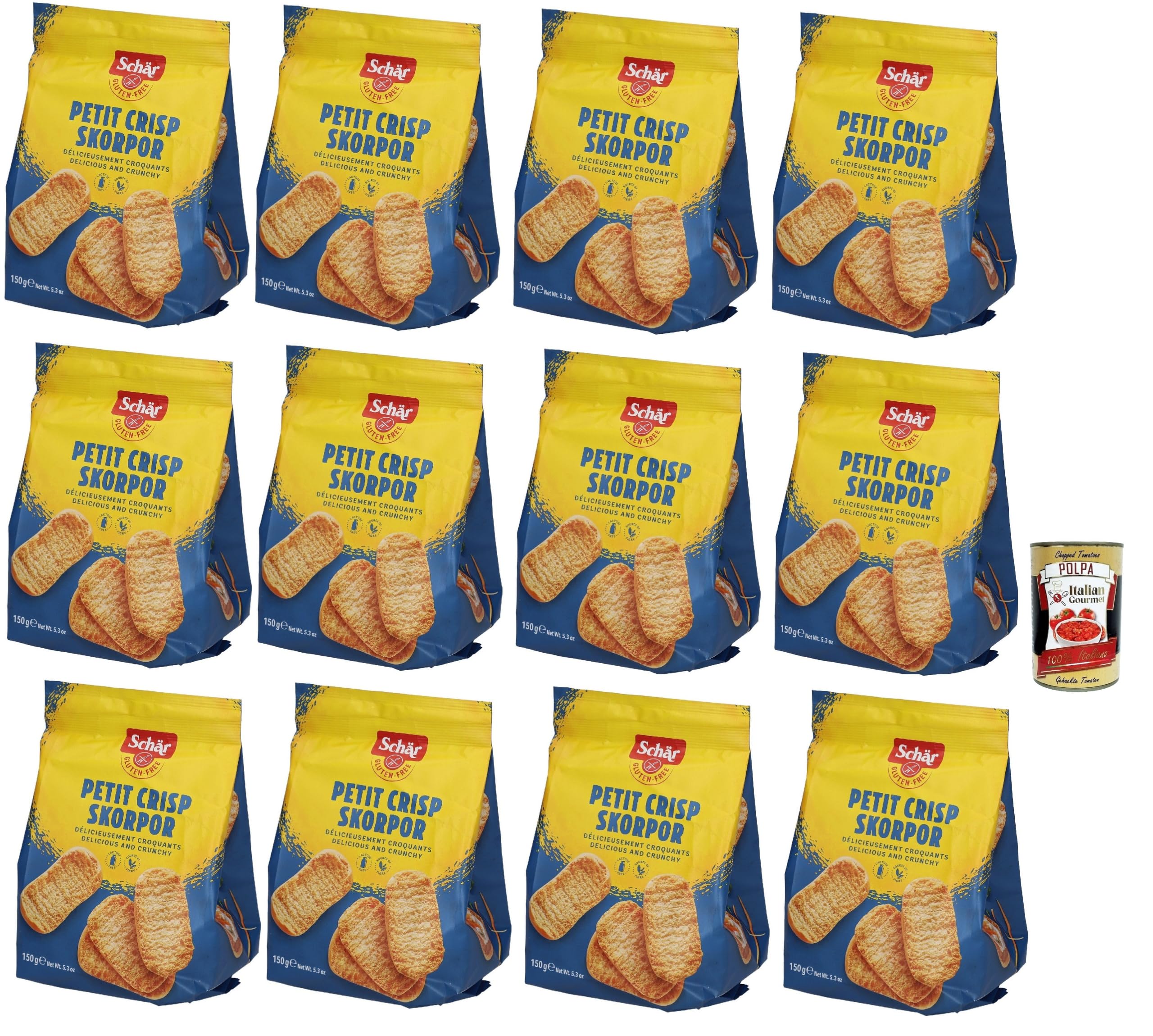 Italian Gourmet Schär Italian Gourmet Crostini senza Glutine, glutenfreie | Pensati per intolleranti, knusprige Würfel für Suppe, Salat und cremige, Gesamtnettogewicht 1,8 kg + Kostenlos Polpa 400g