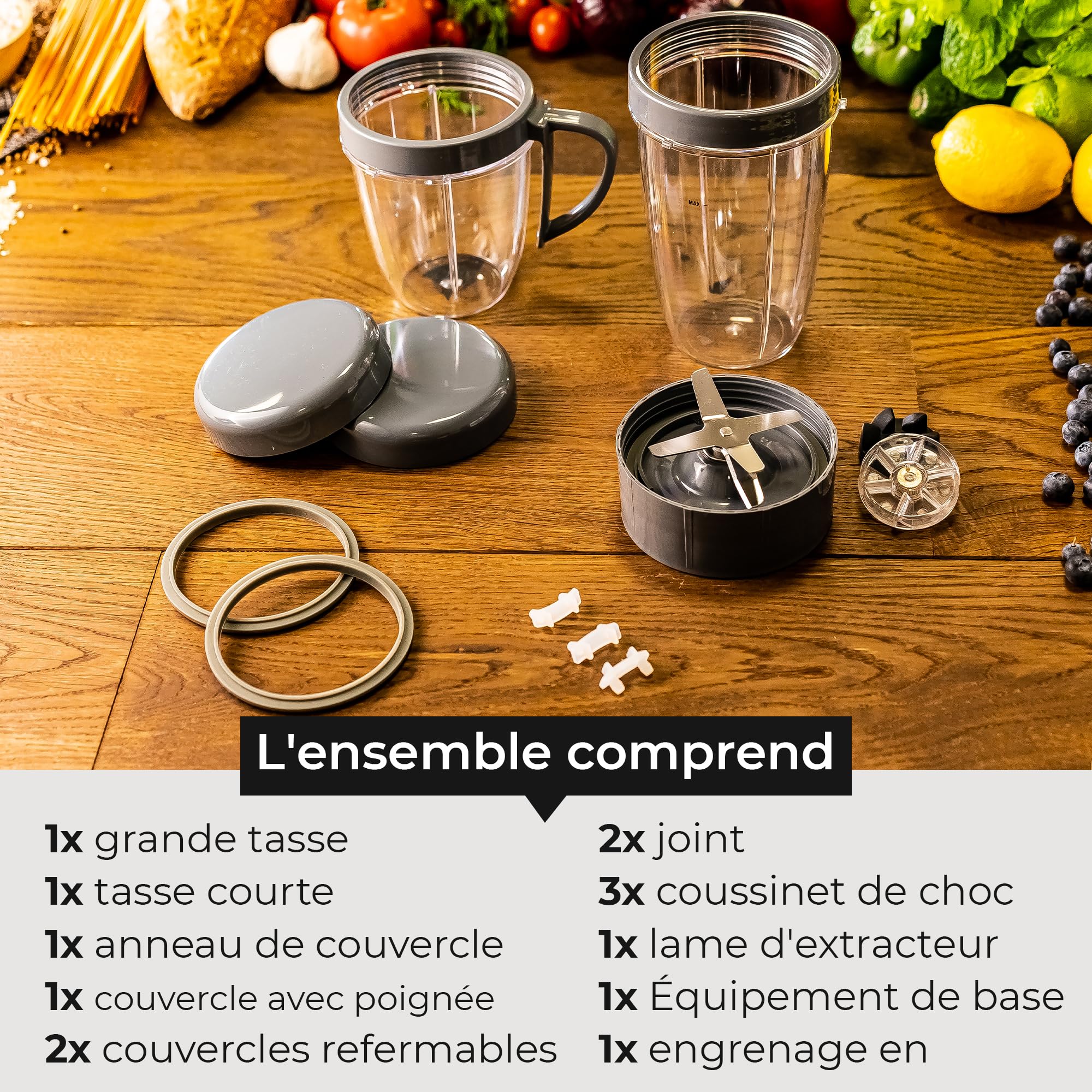 Axer Lot de 14 pièces de rechange compatibles avec Nutribullet 600 W et 900 W – Gobelet à smoothie avec couvercle (680 ml/511 ml) et joint de couvercle Joints Coussinets de mixage Axer Lot de 14 pièces de rechange compatibles avec Nutribullet 600 W et 900 W – Gobelet à smoothie avec couvercle (680 ml/511 ml) et joint de couvercle Joints Coussinets de mixage
