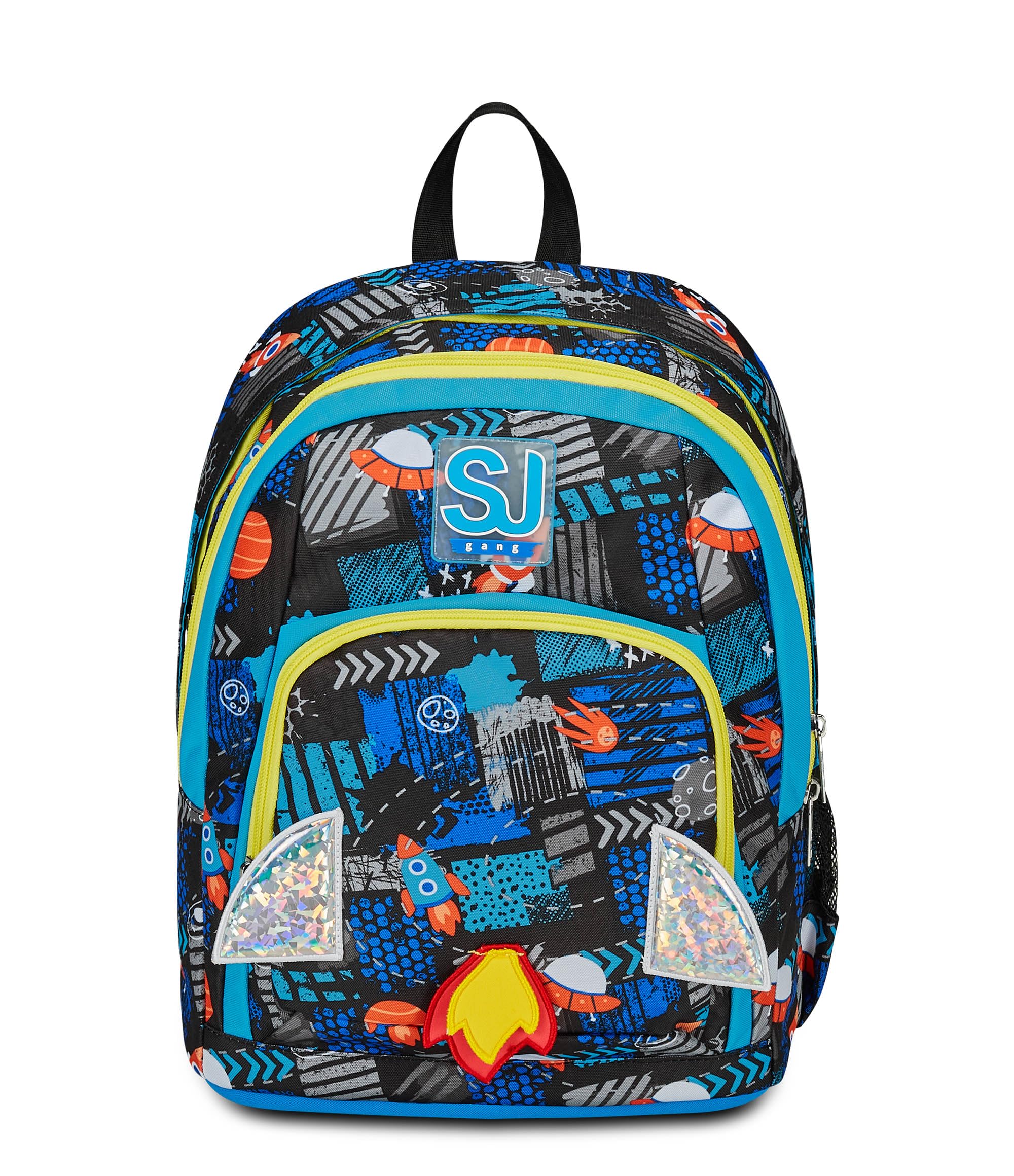 SJ Gang Zaino Scuola Advanced, Blu, Go to Space, Zaino Doppio Scomparto Con Tasca Porta PC o Tablet, Tasca Porta Borraccia e Organizer, Zaino Scuola Elementare, Zaino Bambino