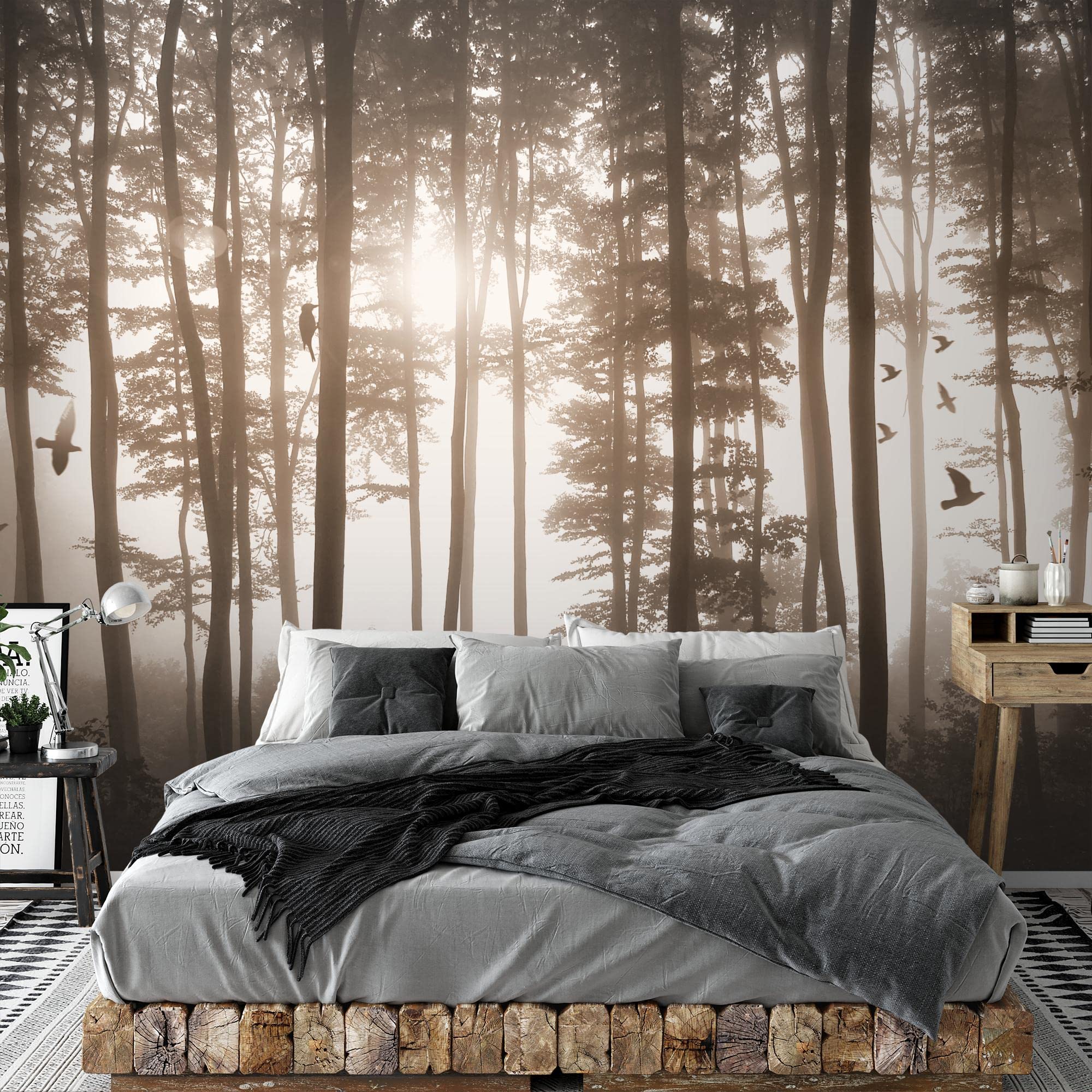 Fotobehang Bos Herten 396 x 280 cm - Vliesbehang Woonkamer Slaapkamer Kantoor Hal Decoratie Muurschilderingen XXL Moderne Wanddecoratie - 100% MADE IN GERMANY - Runa Behang - 9338012a