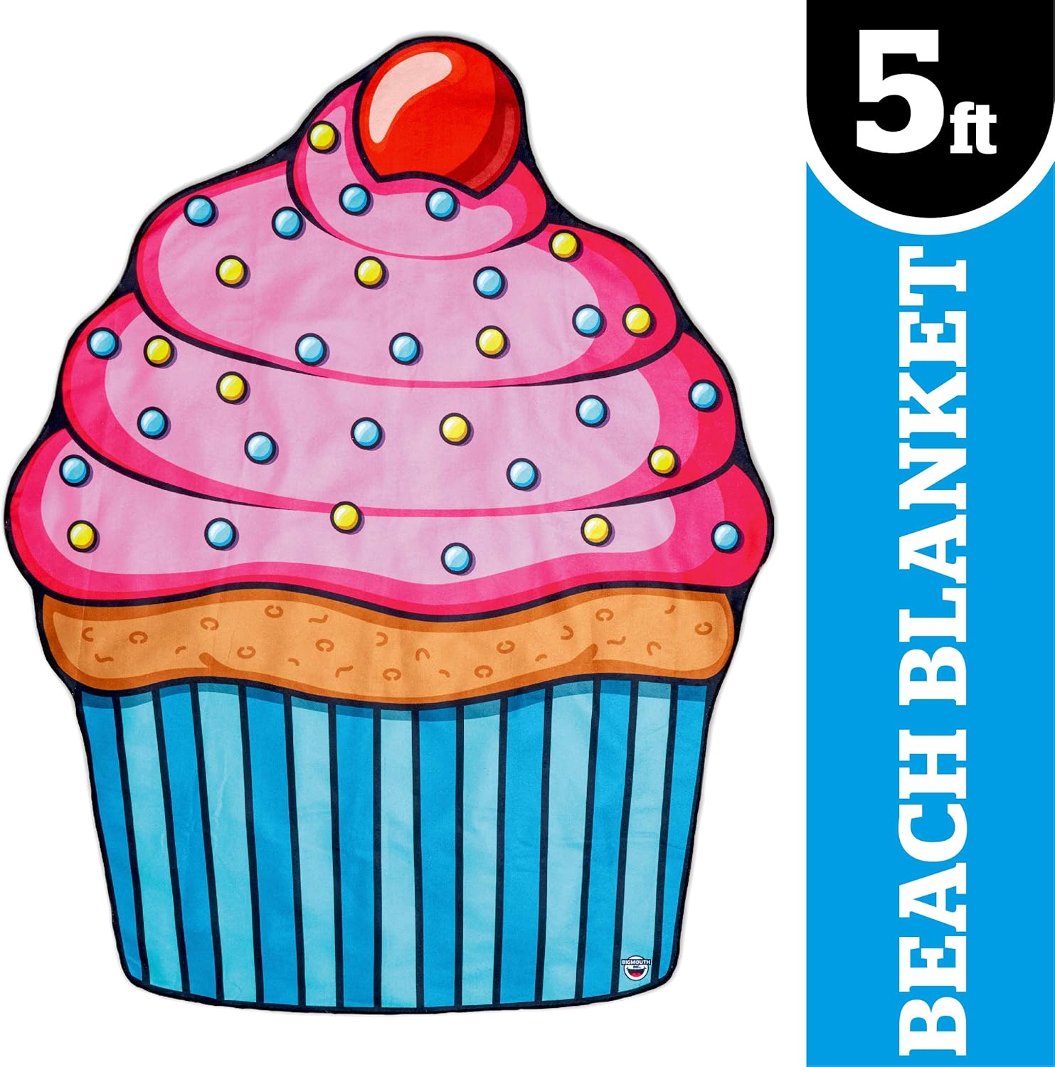 BigMouth Inc Giant Pink Frosted Cupcake Beach Blanket, Oversized Beach Towel, Ulta-Soft Microfiber Towel, 5 Feet Wide, Washing Machine Friendly