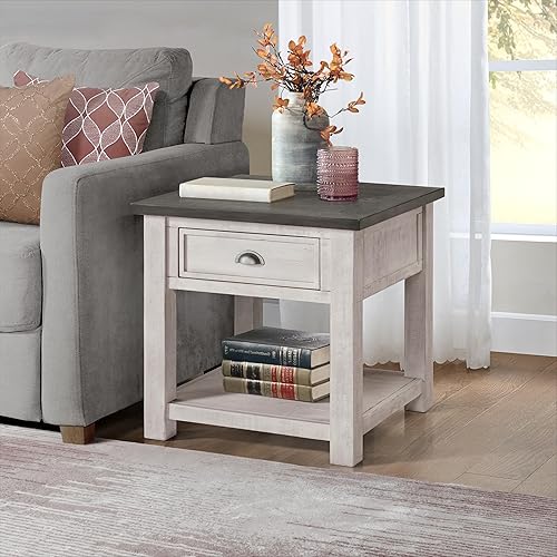 Miniatura 2 de Martin Svensson Home Monterey - Mesa auxiliar de madera maciza blanca con tapa gris