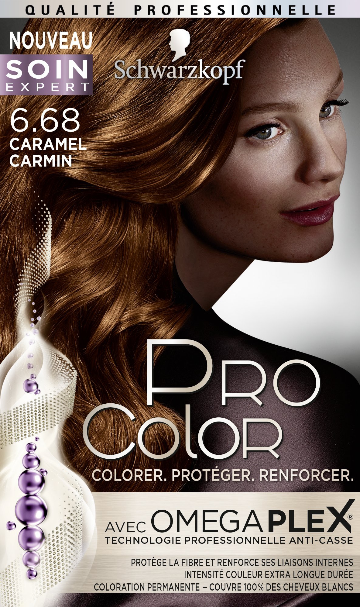Tinte permanente Schwarzkopf Pro Color, Caramelo carmín 6.68