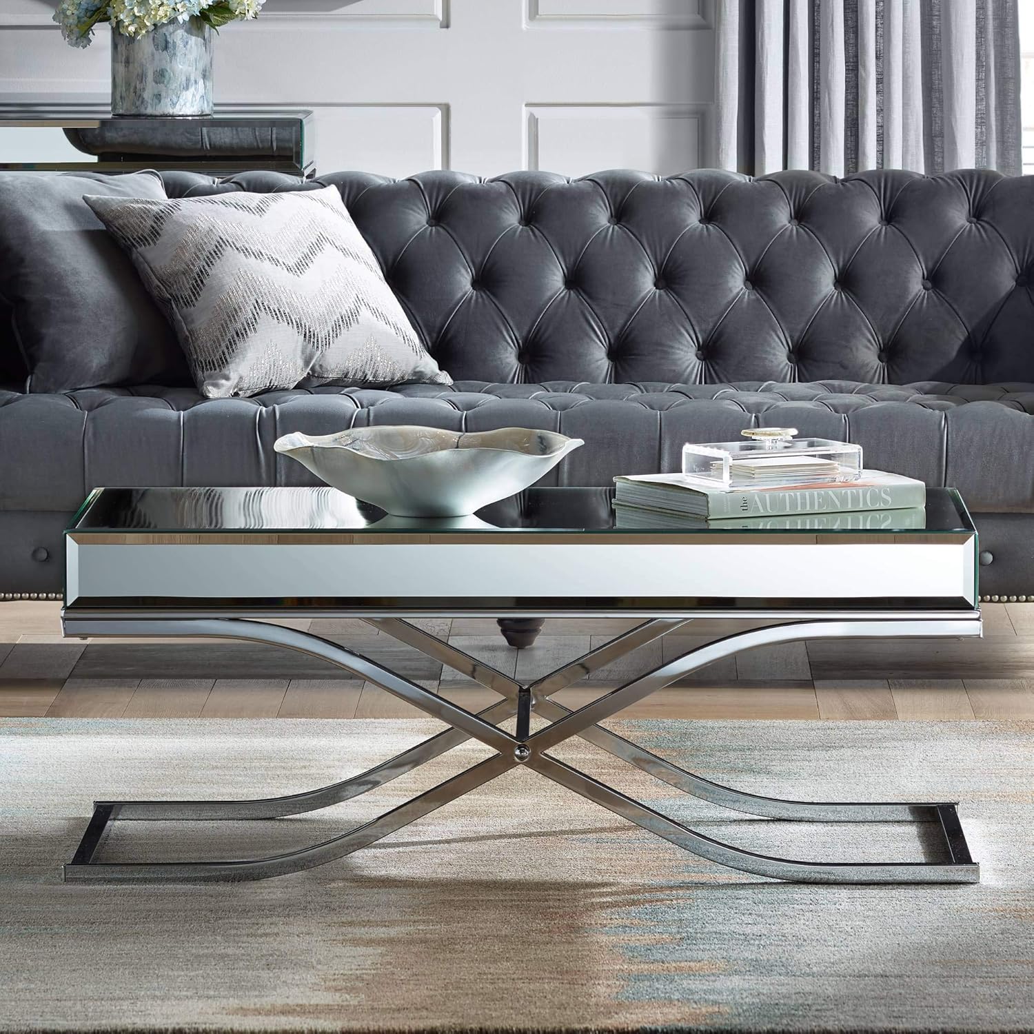 Furniture of America Sundance Chrome Coffee Table