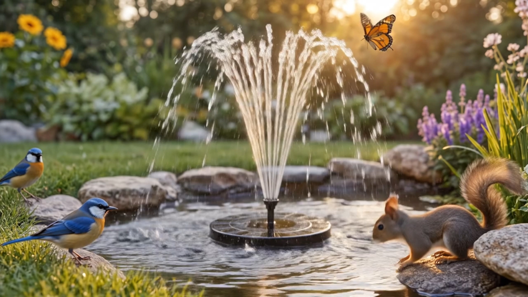 AISITIN Solar Fountain Pump 2.5W with Four supports & 6 Nozzles