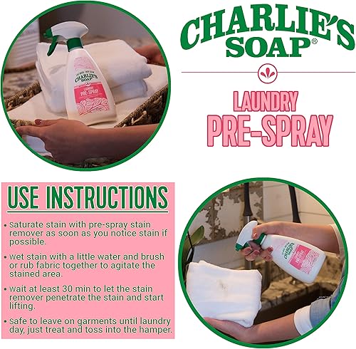 Miniatura 7 de Charlie's Soap Pre-spray para lavandería (16 onzas líquidas, paquete de 2) pretratamiento natural y removedor de manchas, potente y ecológico