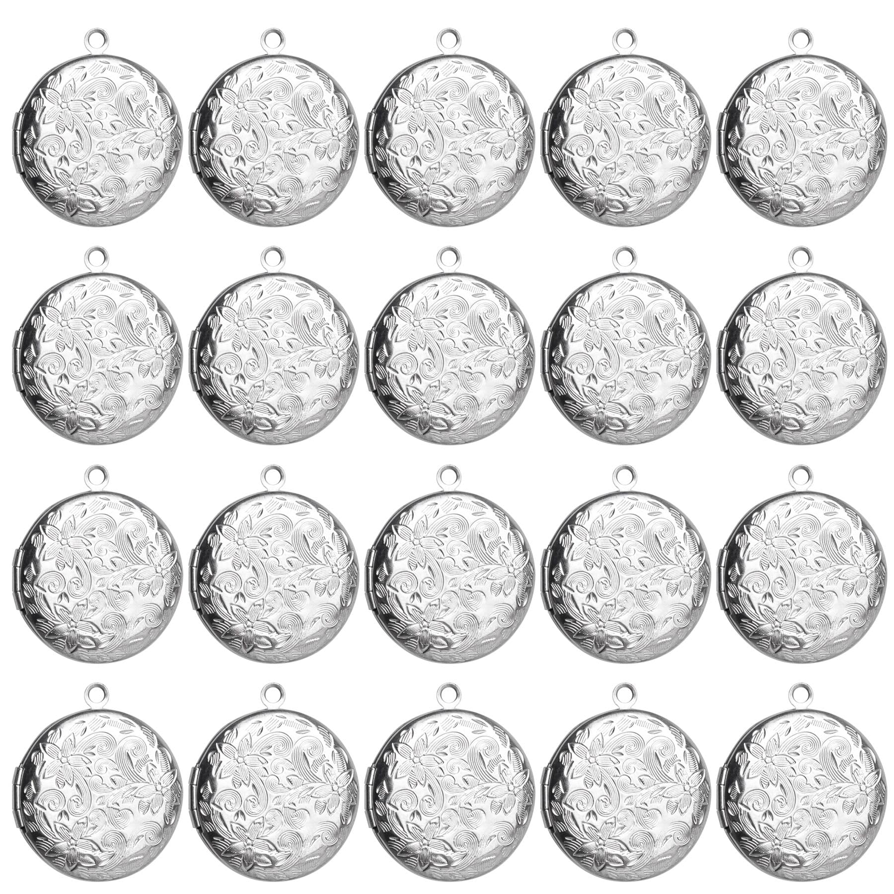 Framendino, Locket Charms Flat Round Photo Frame Charm Pendants for DIY Memorial Necklace Jewelry Making