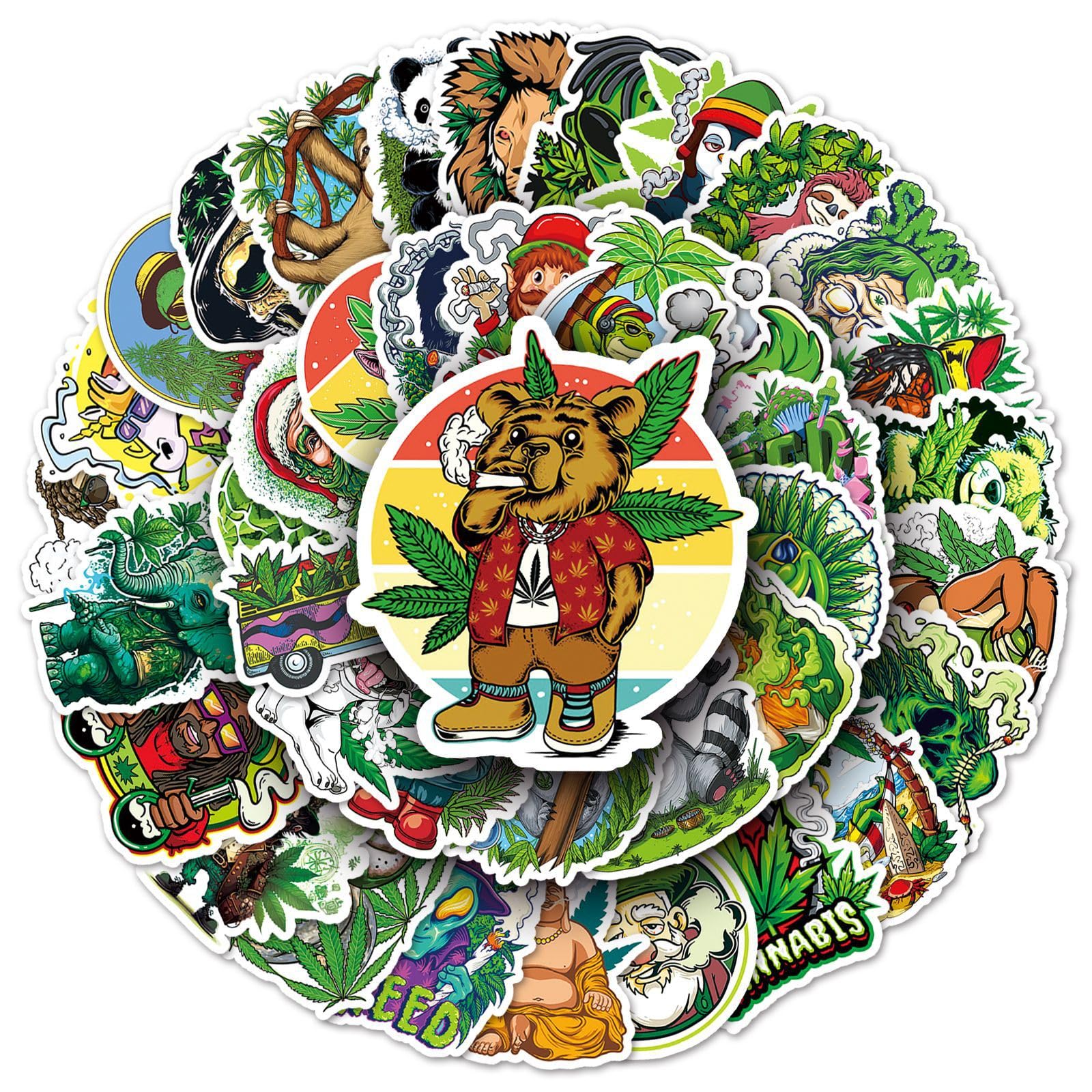 Bric Dodo Pack of 100 Weed Stickers Laptop Water Bottles Phone Skateboard Car Bicycle Motorcycle Cartoon Anime Vinyl Stickers Waterproof Decals for Teenagers Children Adults