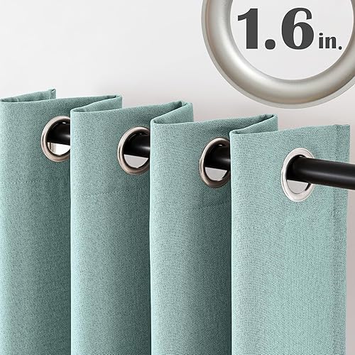 Miniatura 5 de jinchan - Cortina oscurecedora con textura de lino, de 63pulgadas de largo, con aislamiento térmico y ojales, para sala de estar y dormitorio,