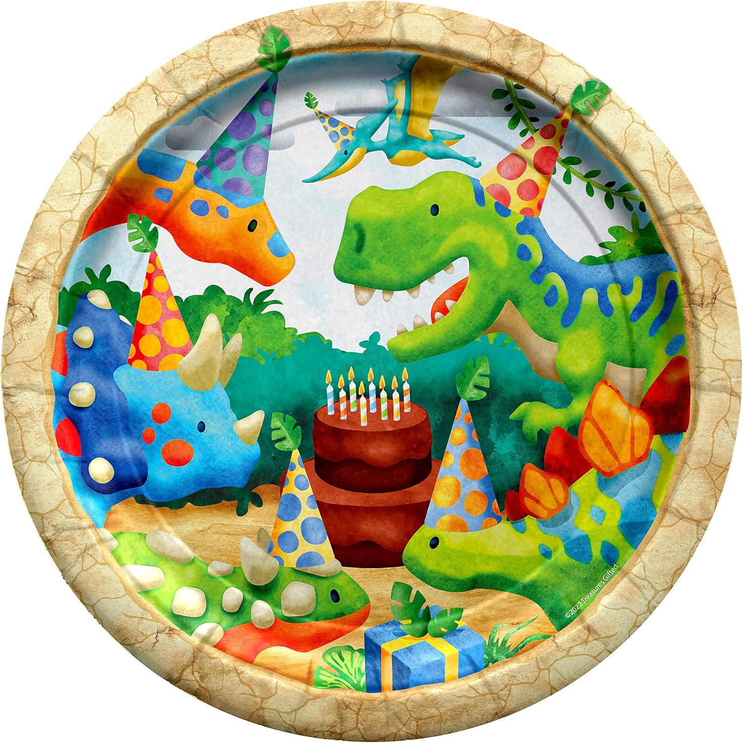 Treasures Gifted Birthday Dinosaur Plates 24ct 9 Inch