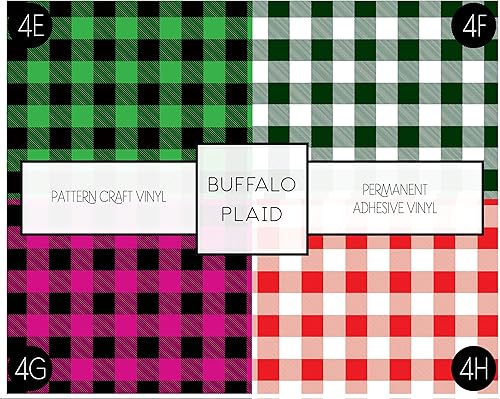 Miniatura 4 de Vinilo adhesivo permanente con patrón de cuadros de búfalo para manualidades, 12 x 12 hojas (4J, 2)