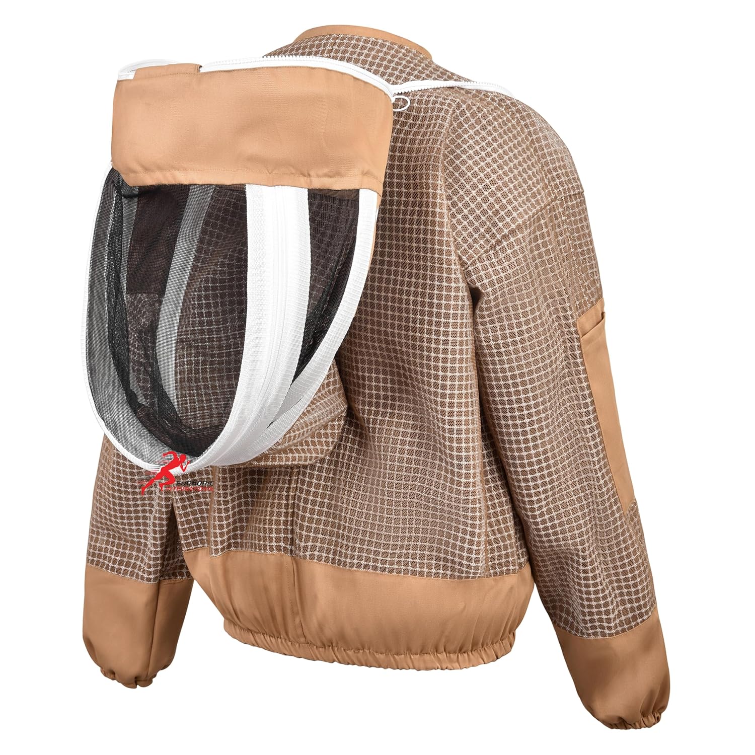 3 Layer Bee Jacket with Fencing Veil and One Pair of Gloves Beekeeping Jacket for Beginer and Professional Fully Protective Jacket Sting Proof Bee Jacket Ventilated Beekeeper Jacket (Khaki, 4X-Large)