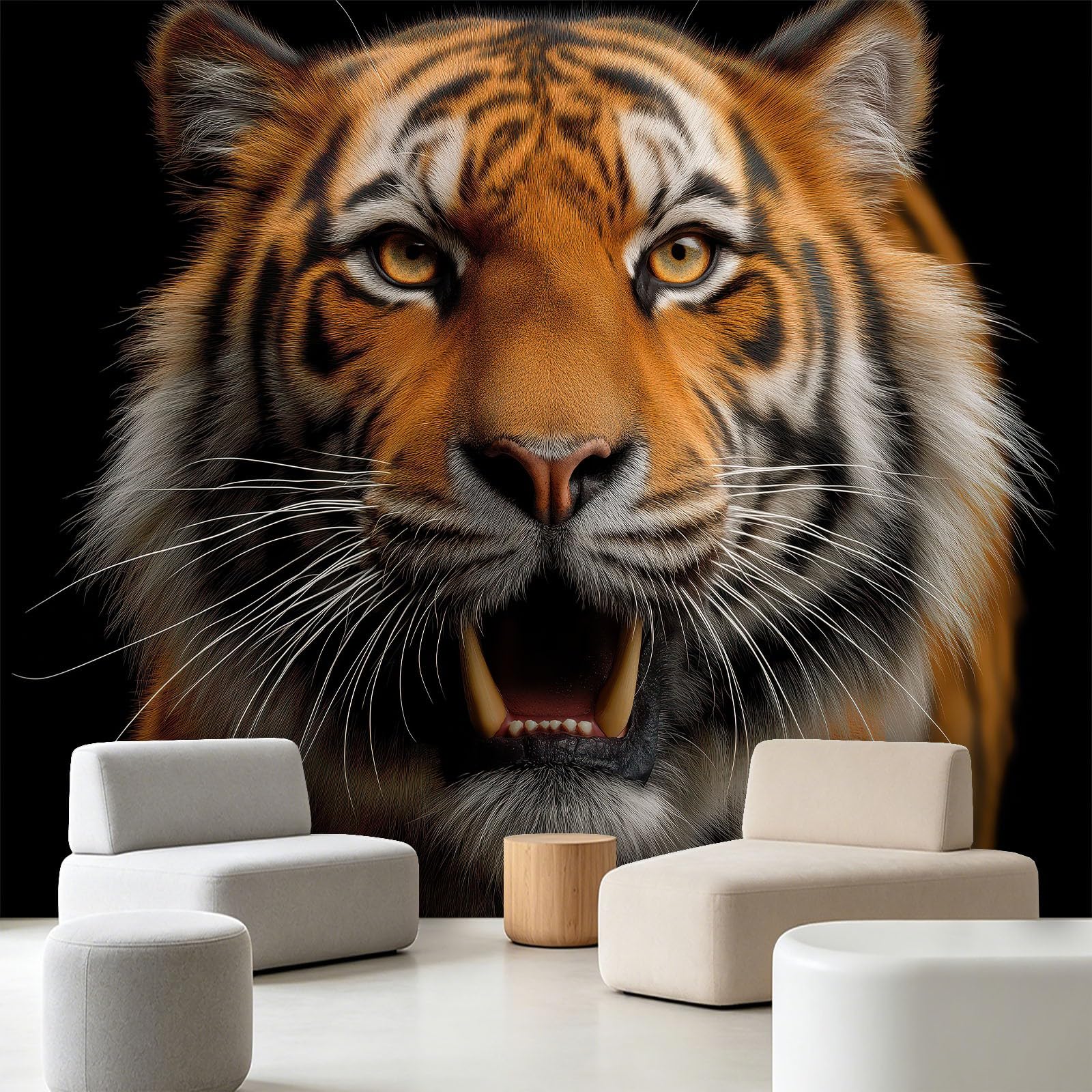 Générique Papier Peint Panoramique Intissé Portrait De Tigre 300 x 210 cm, Gros Plan Animal, Tableaux Muraux, Papier Peint Mural pour Salon, Chambre, Fond Décor TV