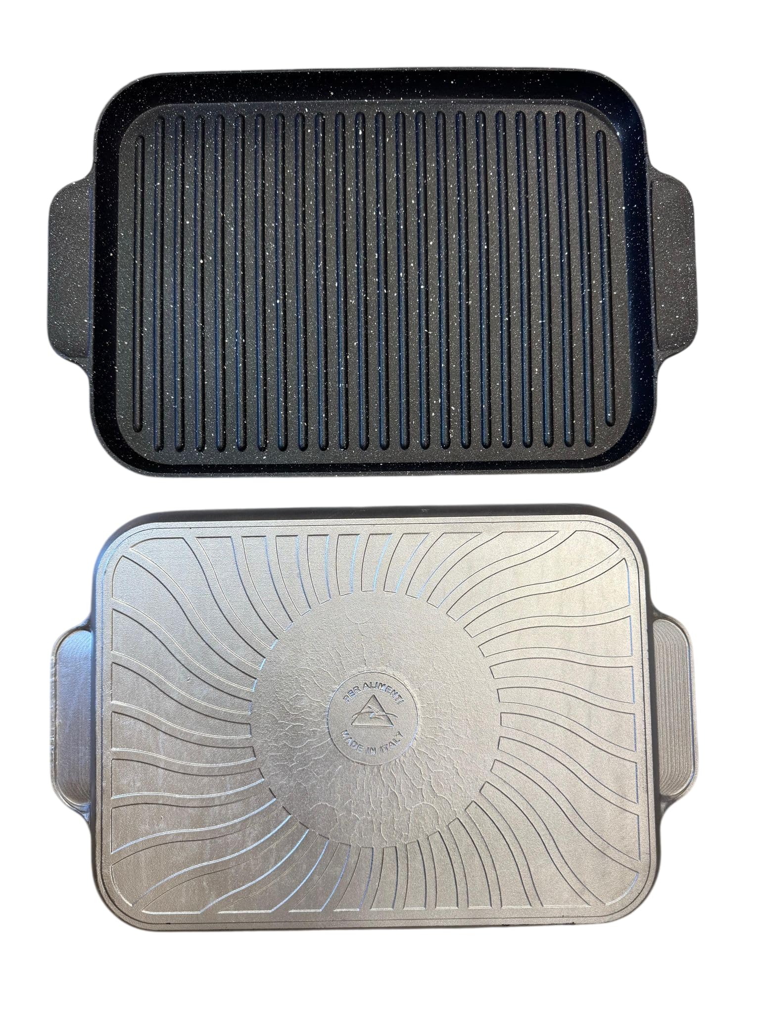 Bistecchiera Rettangolare 40x28 cm in Pietra Lavica Antiaderente – Alto Spessore – Ideale per Cottura Sana e Naturale